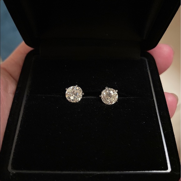 2 ct Moissanite Old European Cut 925 Silver Earrings - Picture 1 of 3